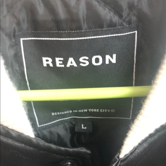 Reason Black and Cream Bomber Jacket - Picture 2 of 7